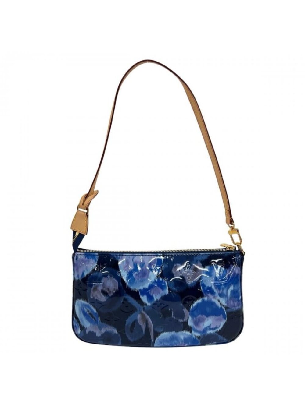 Louis Vuitton Monogram Vernis Accessoires Ikat Flower Shoulder Bag Blue Gold